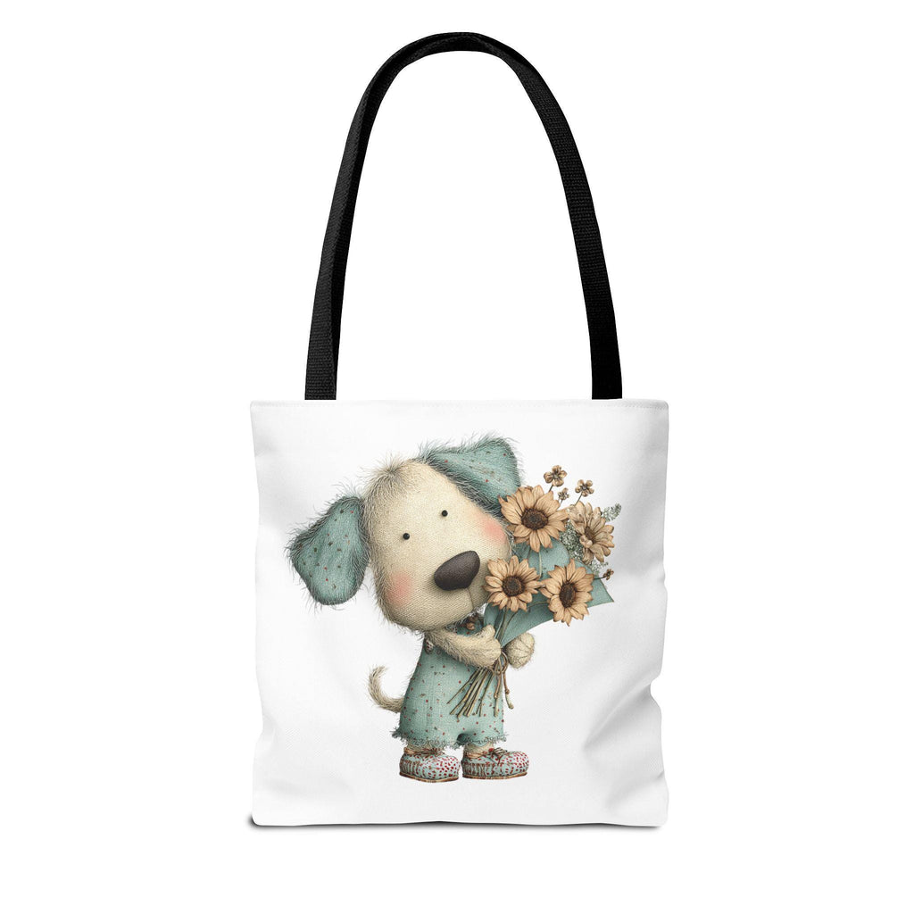 Dog with Flowers Tote Bag
