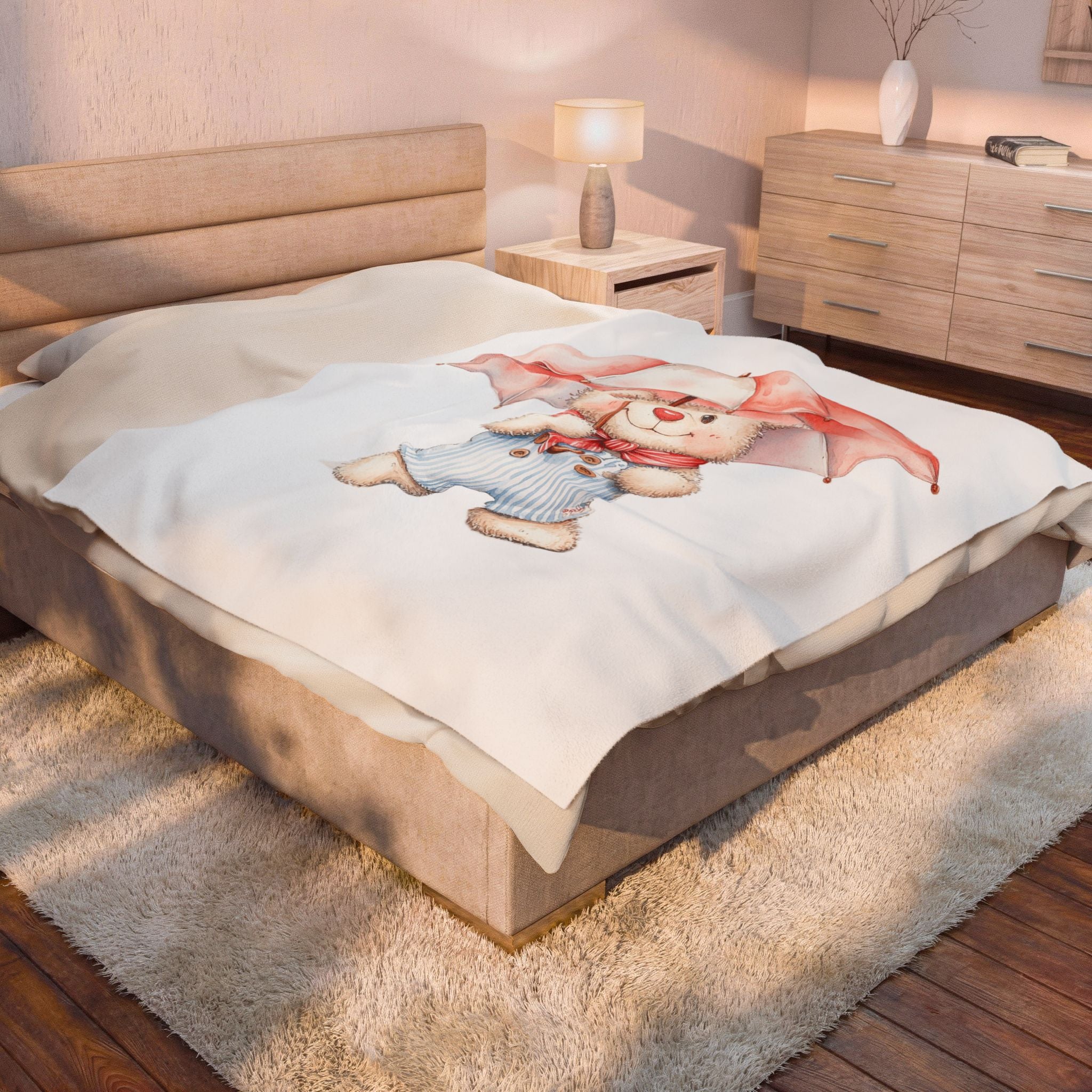 Velveteen Bear Plush Blanket