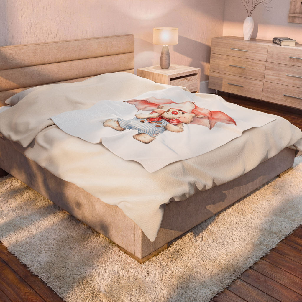 Velveteen Bear Plush Blanket