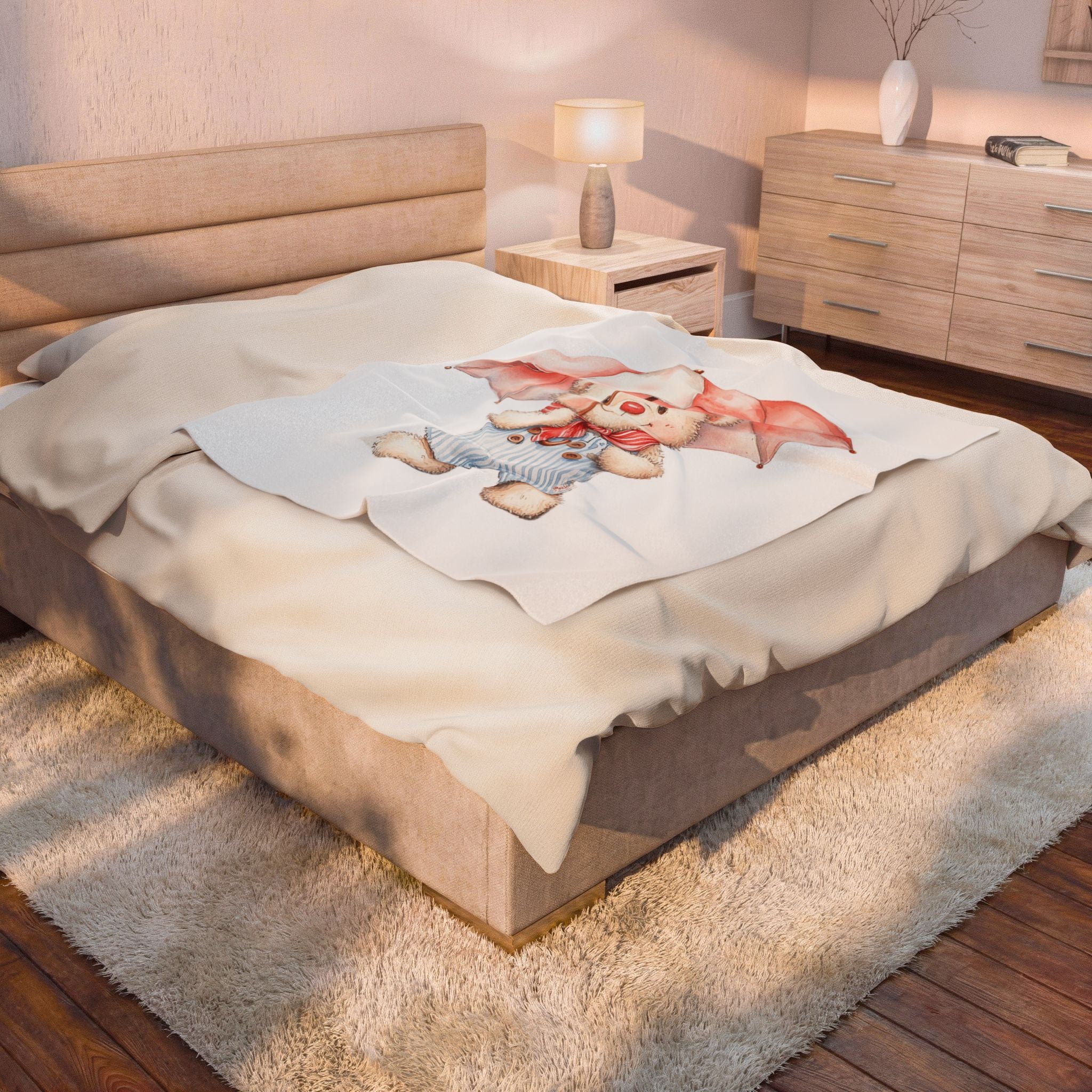 Velveteen Bear Plush Blanket