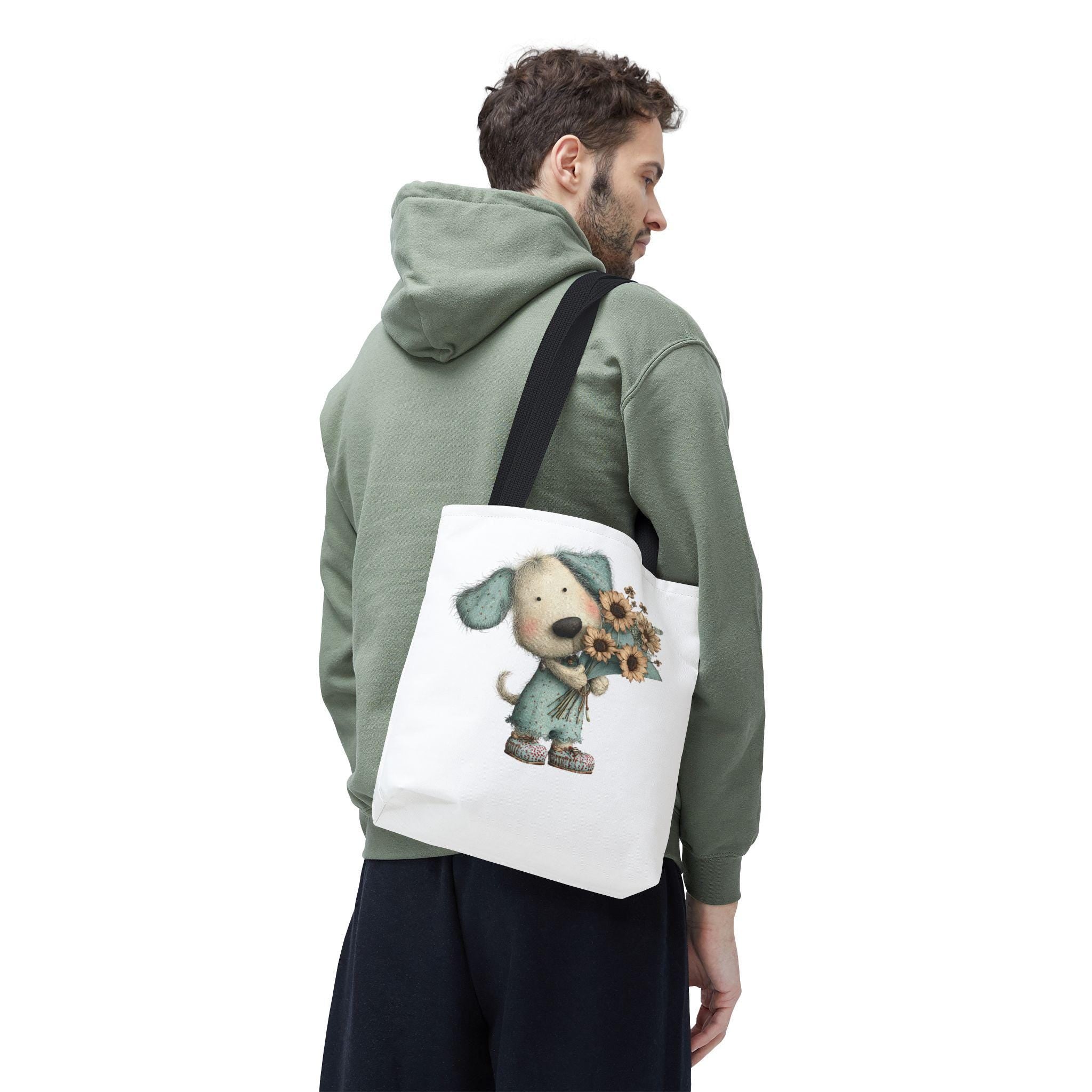 Dog with Flowers Tote Bag