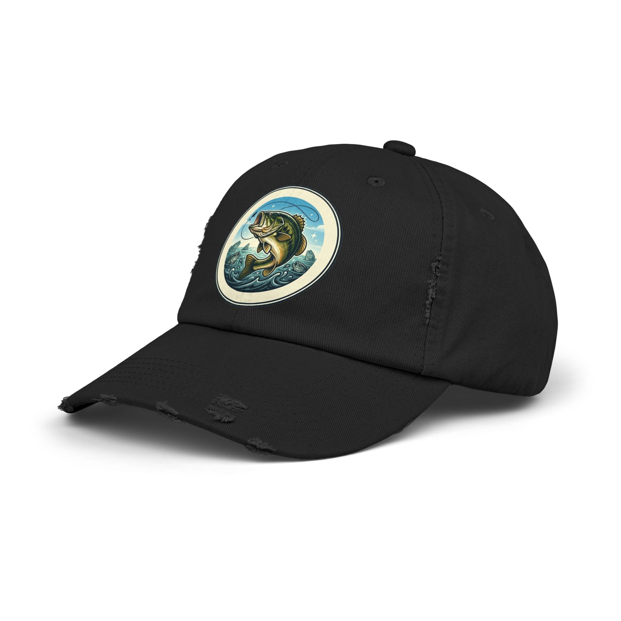 Jumping Bass Distressed Fishing Hat