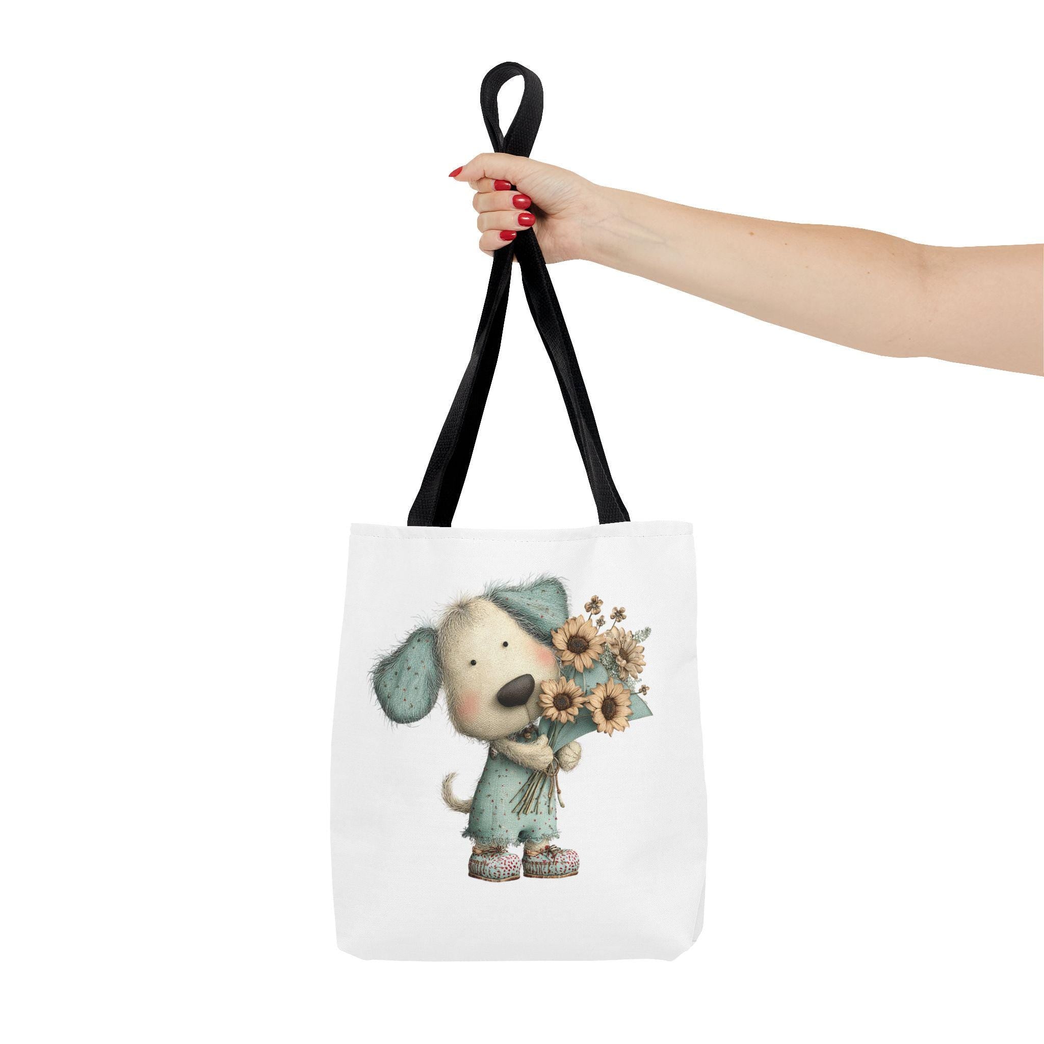 Dog with Flowers Tote Bag