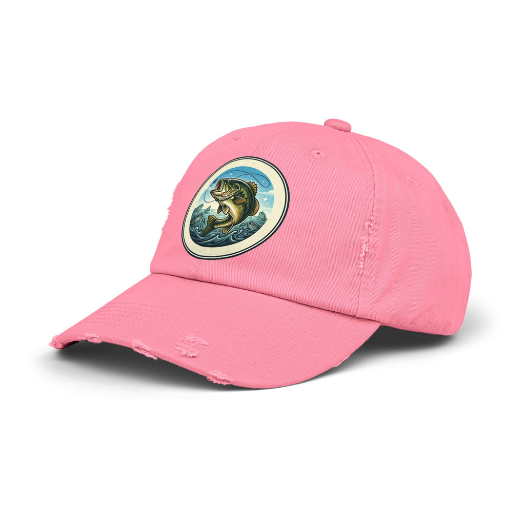 Jumping Bass Distressed Fishing Hat