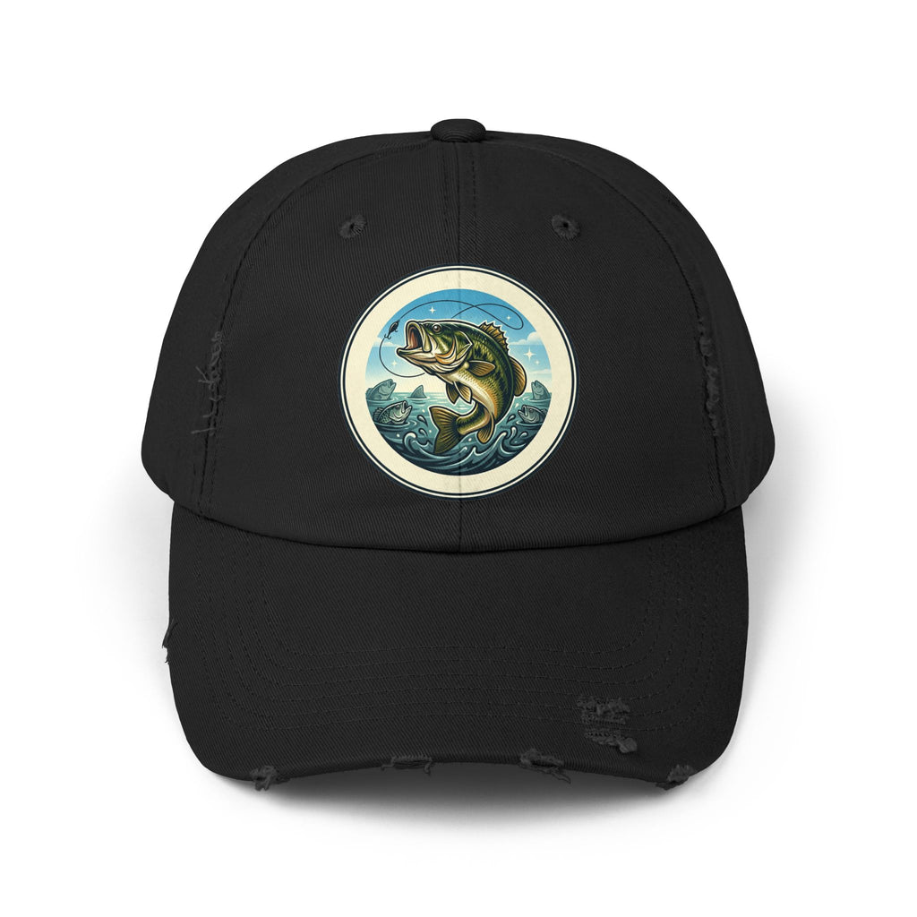 Jumping Bass Distressed Fishing Hat