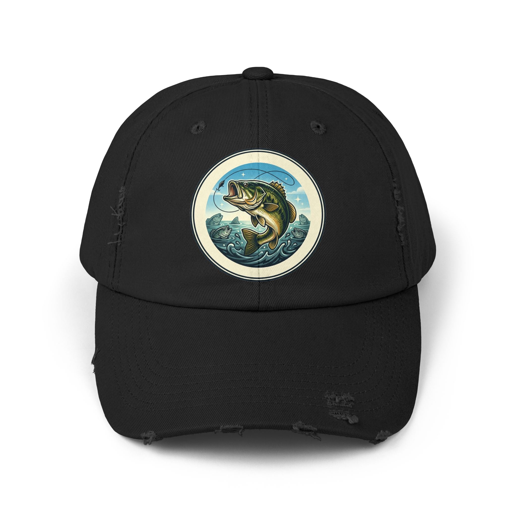 Jumping Bass Distressed Fishing Hat