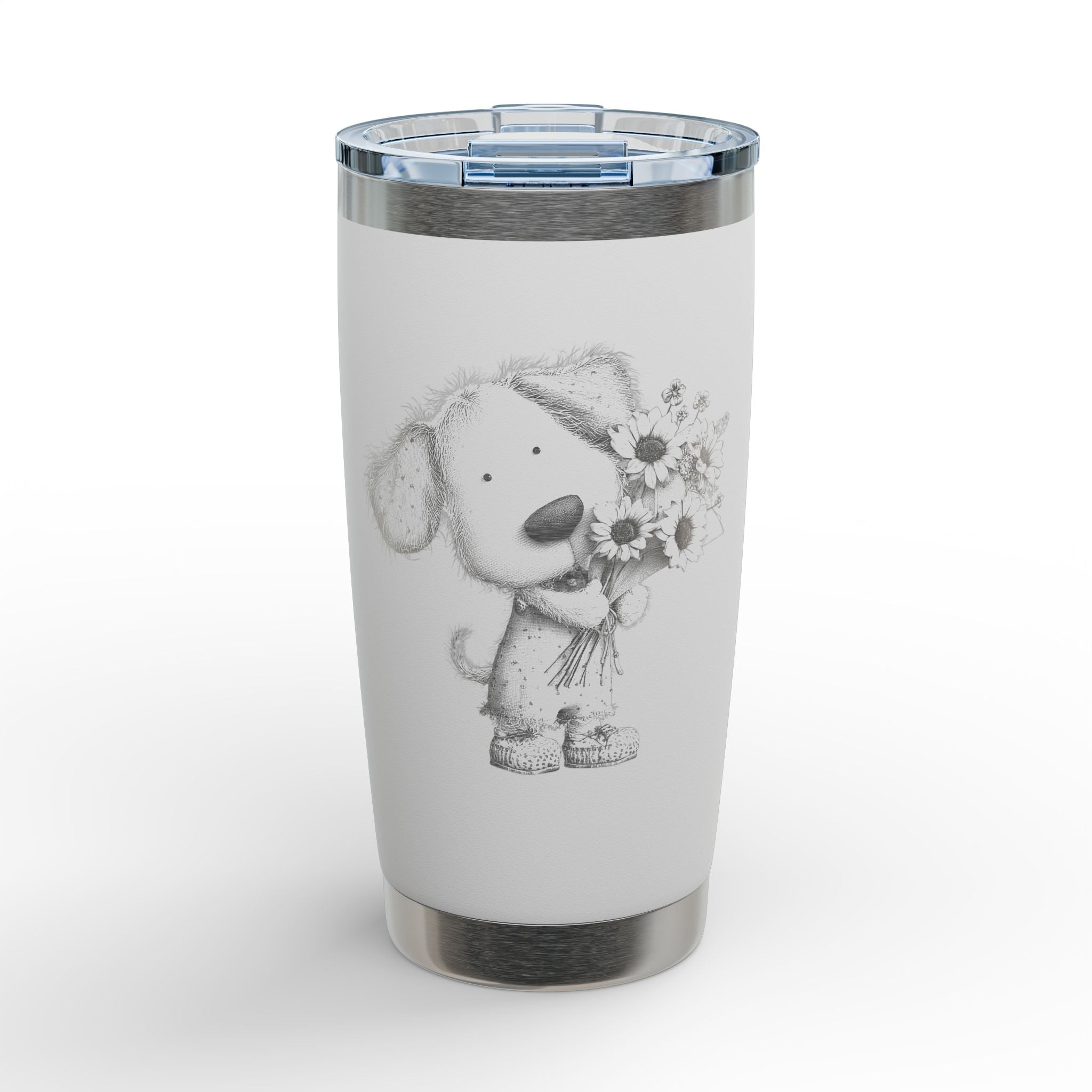 Sunflower Puppy Tumbler | 20oz Engraved Stainless Steel