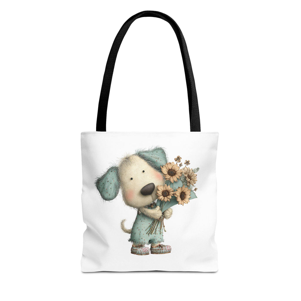 Dog with Flowers Tote Bag