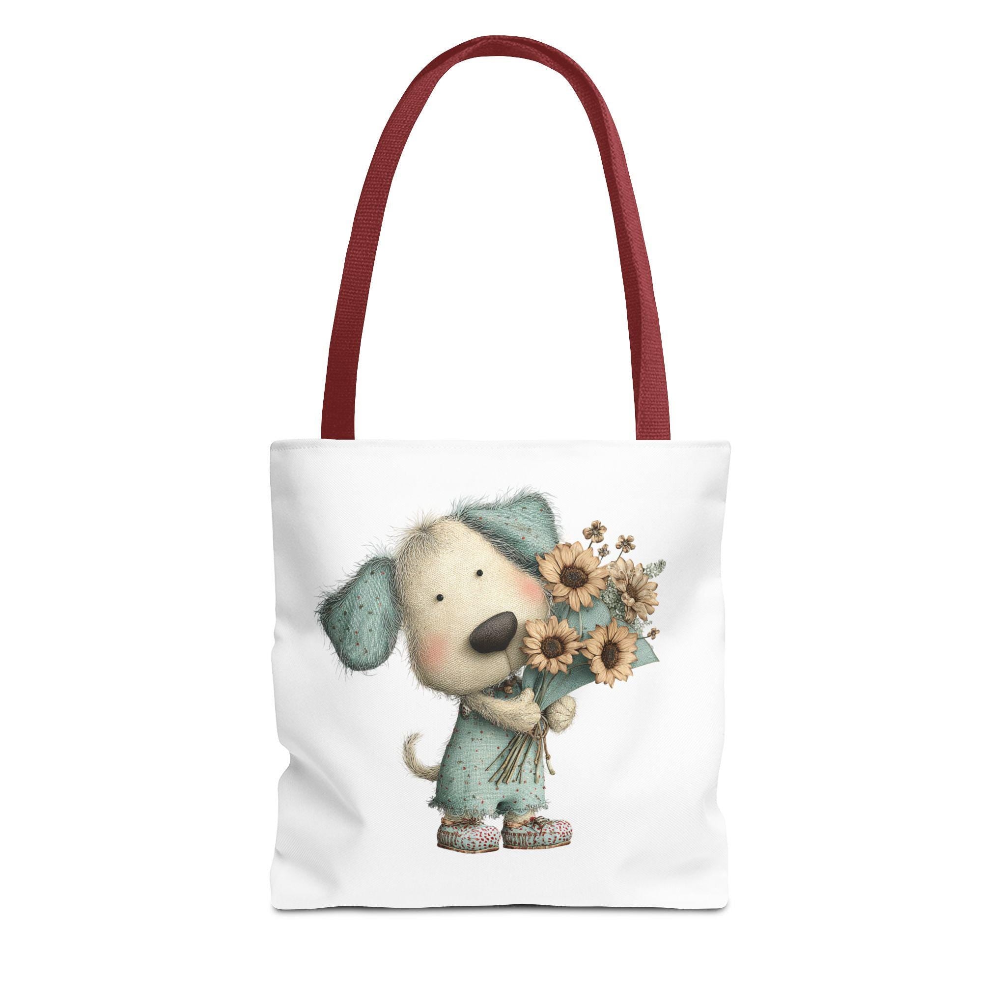 Dog with Flowers Tote Bag