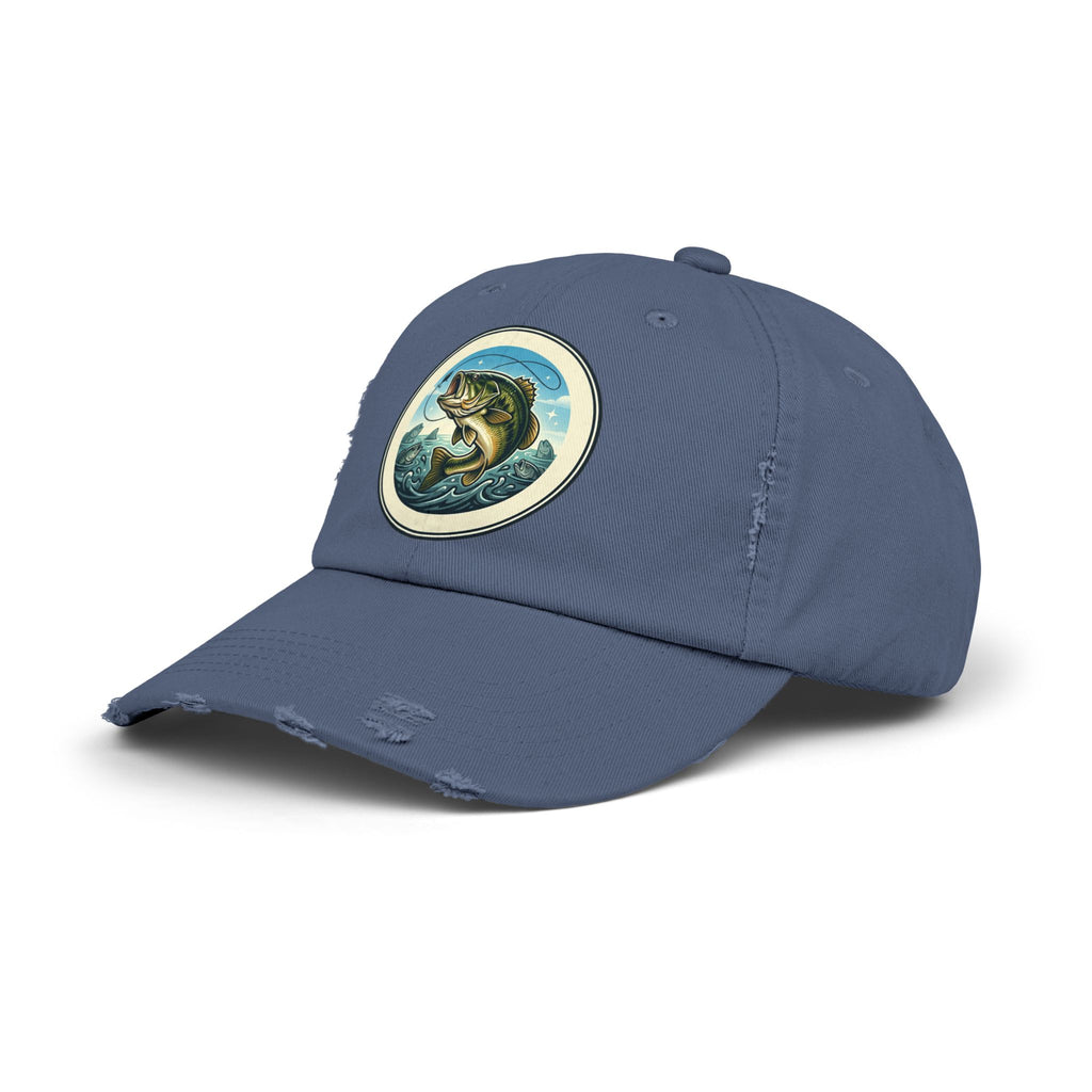 Jumping Bass Distressed Fishing Hat