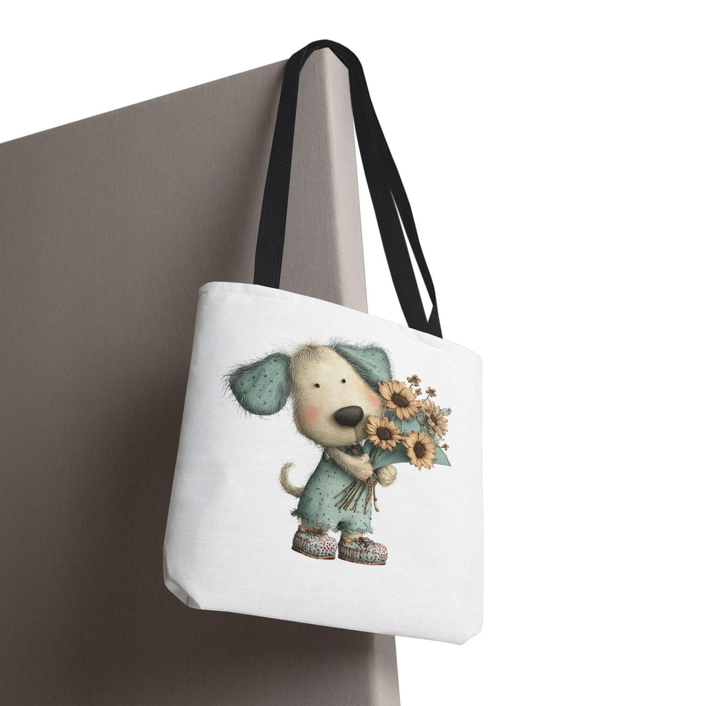 Dog with Flowers Tote Bag