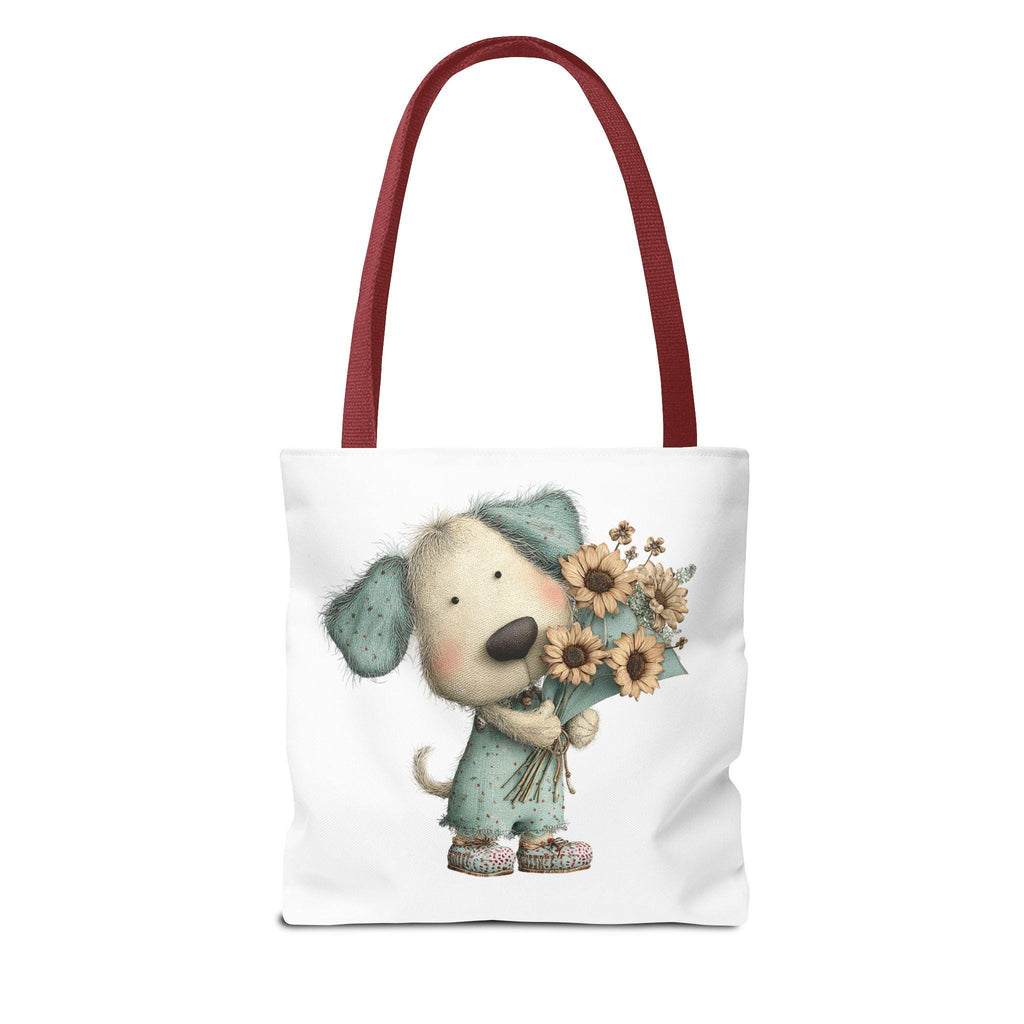 Dog with Flowers Tote Bag