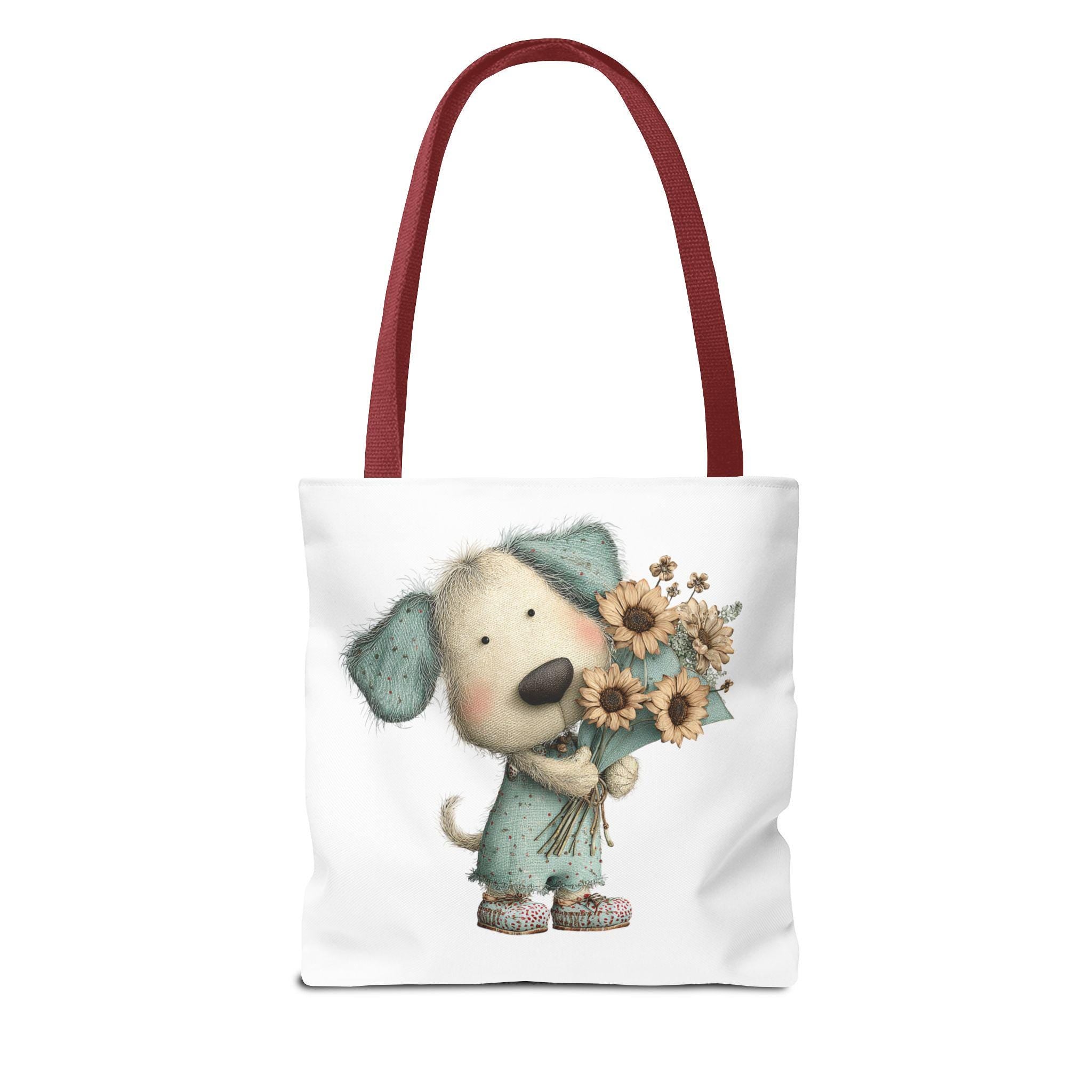 Dog with Flowers Tote Bag